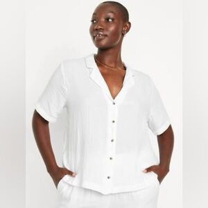Old Navy Crisp White Cotton Button-Down Blouse NWT